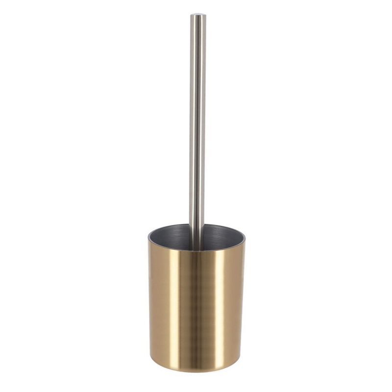 Gold and Silver Brushed Aluminum Toilet Brush and Holder Set