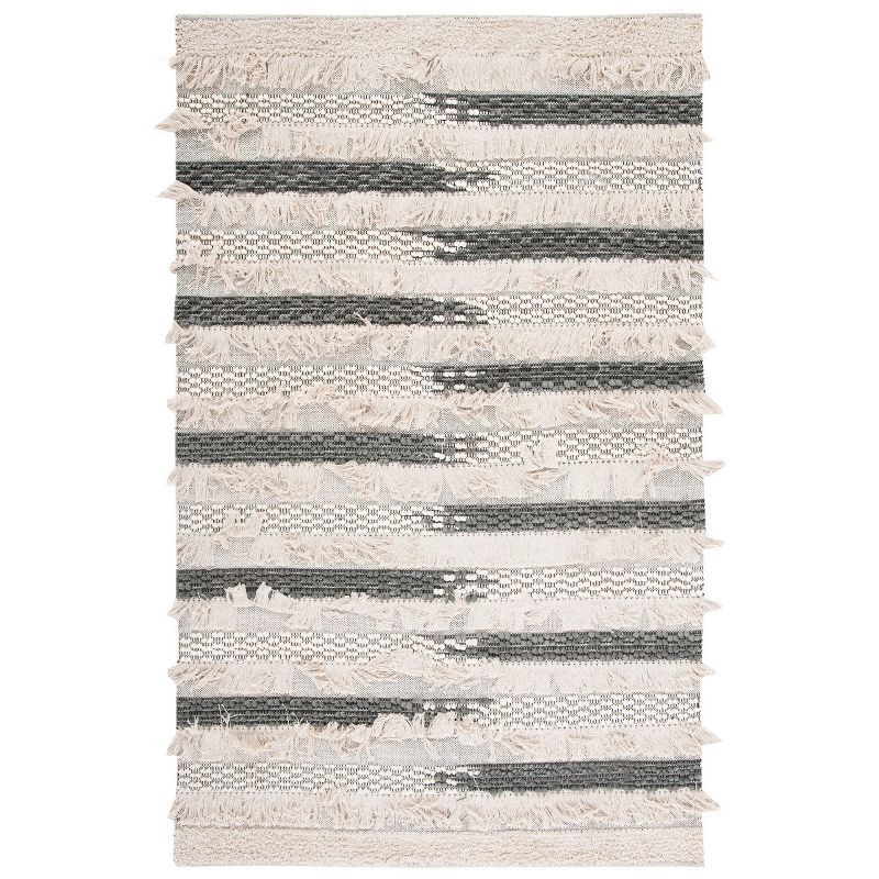 Hand-Tufted Beige and Grey Wool Rectangular Rug, 3' x 5'