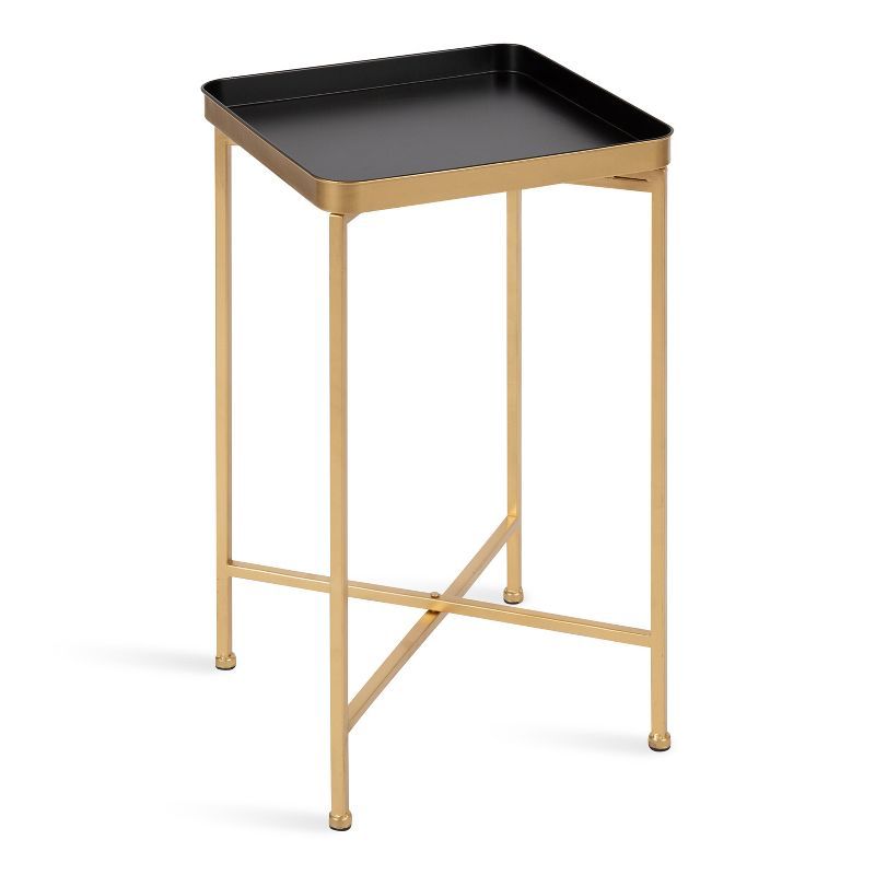 Celia 14x14x26 Modern Black Metal Square Tray Side Table