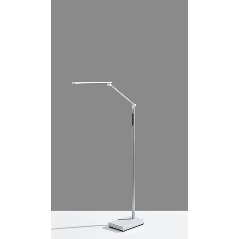 Sleek Silver and White Adjustable LED Floor Lamp with 3-Way Switch