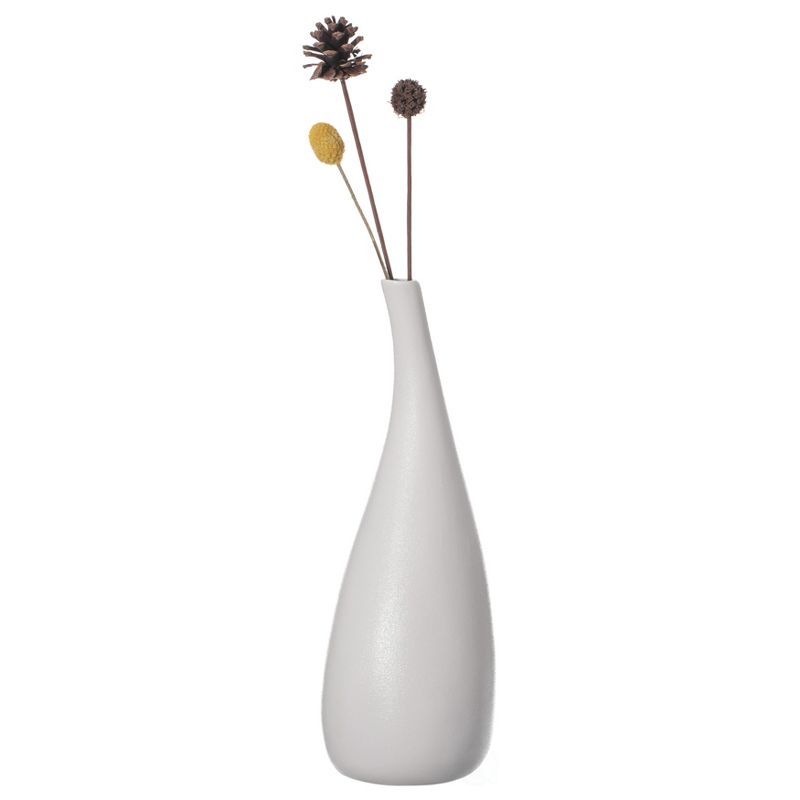 White Teardrop Shaped Ceramic Table Vase, 12.5 Inch