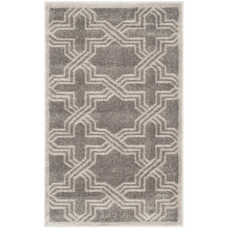 Geometric Gray Synthetic 30" Rectangular Easy-Care Rug