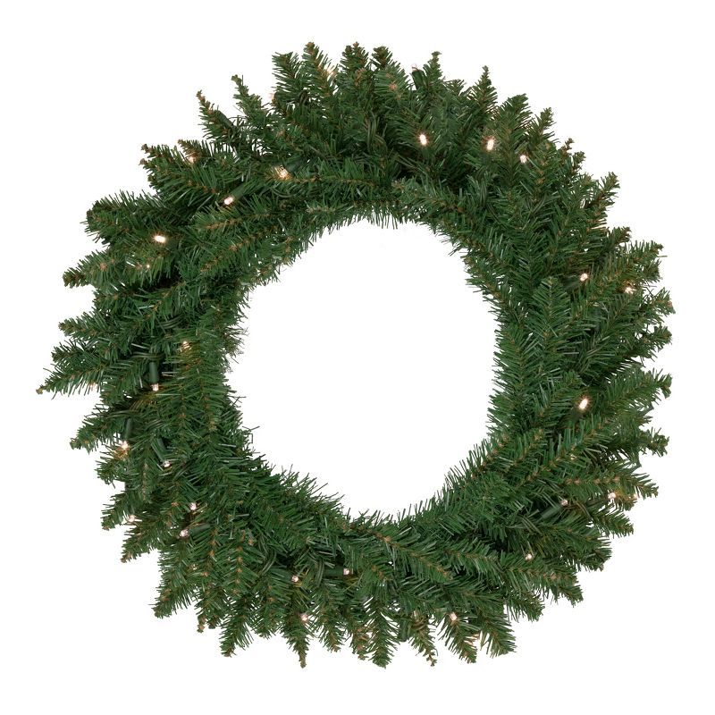 24-Inch Pre-Lit Artificial Pine Christmas Wreath with Cool White LED Lights