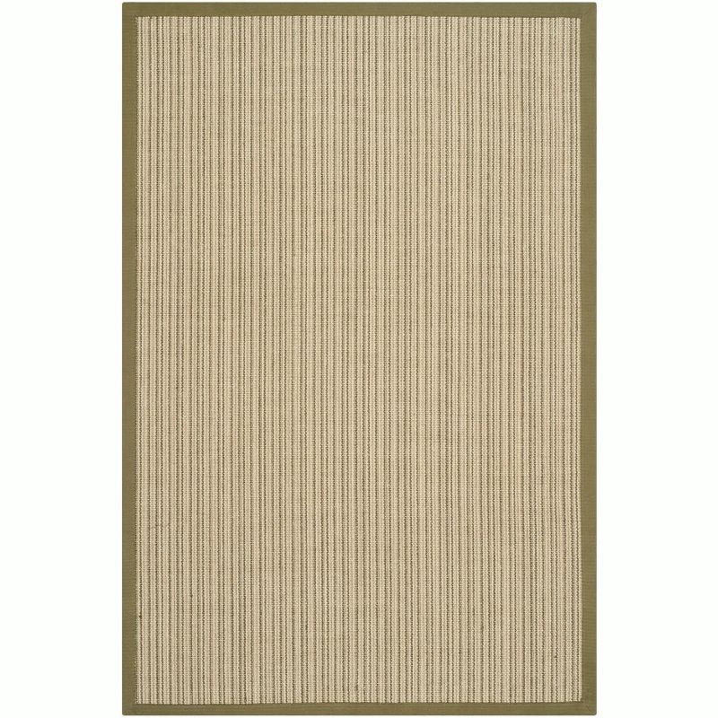 Green and Beige Handwoven Natural Fiber Area Rug, 3' x 5'