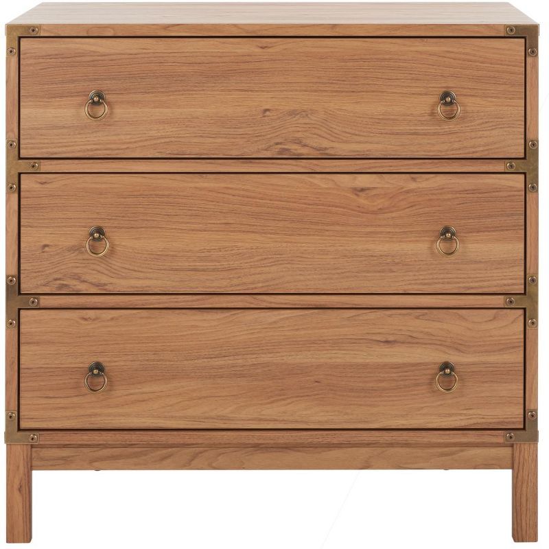 Galio Oak and Gold 3-Drawer Retro Night Table