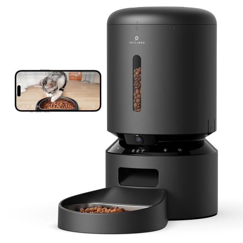 Black 5L Automatic Pet Feeder with Camera and WiFi