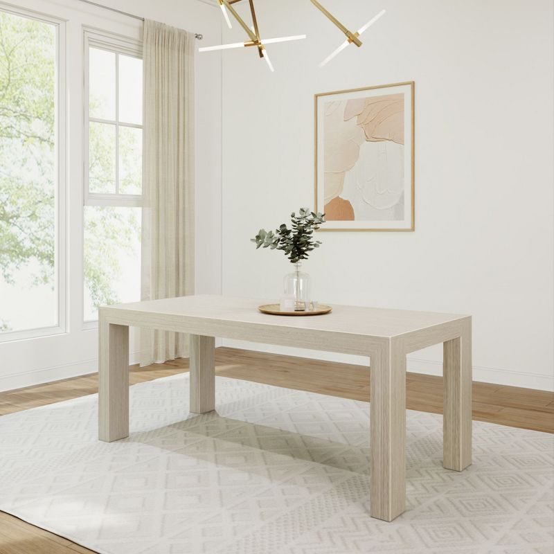 Seashell Wirebrush Solid Wood Rectangular Dining Table for 6