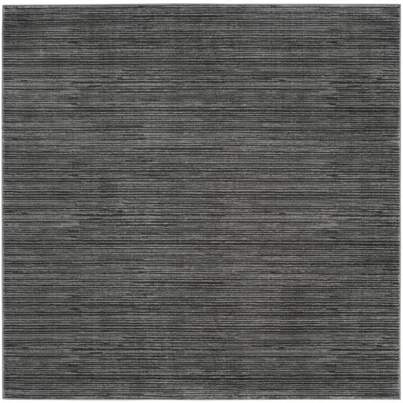 Gray 6'7" Square Stain-Resistant Synthetic Area Rug