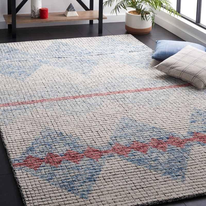 SAFAVIEH Abstract Bosworth Southwestern Area Rug, Ivory/Blue, 6' x 6' Square