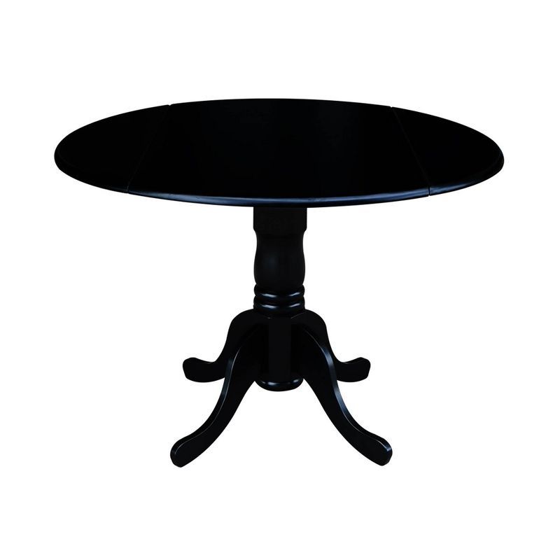 Casual Contemporary 42" Black Round Wood Extendable Dining Table