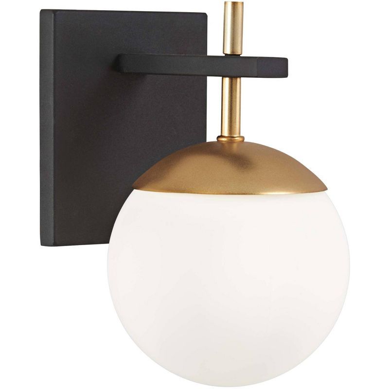 Alluria Etched Opal Glass Wall Sconce in Weathered Black and Autumn Gold