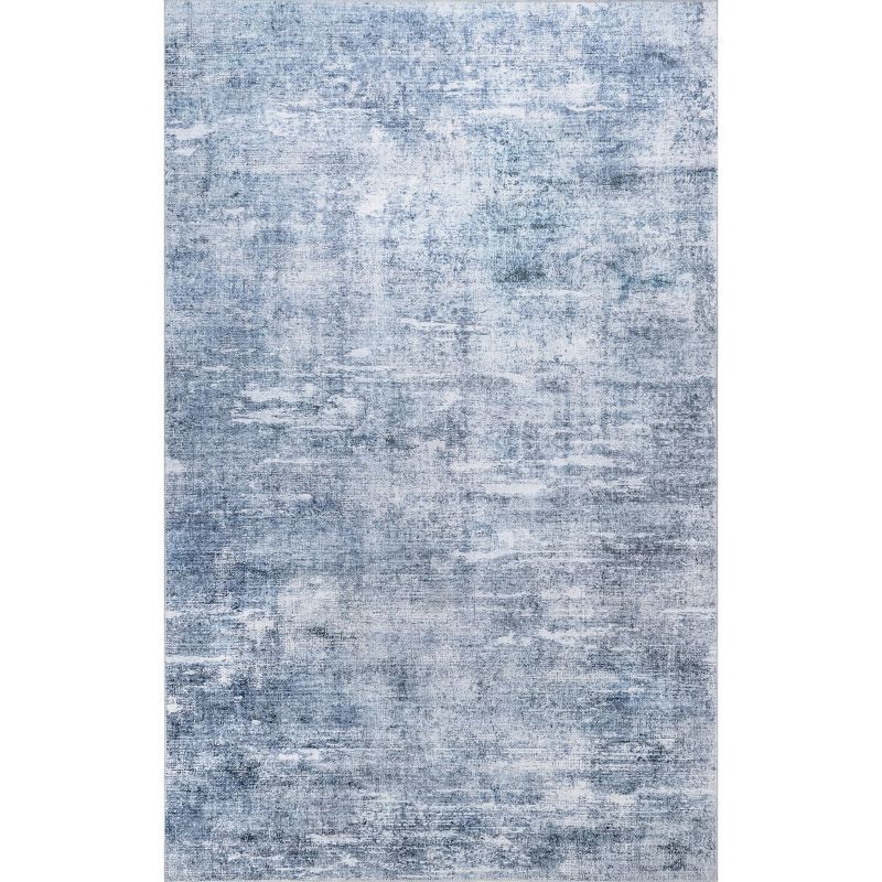 Abstract Blue Bliss 4' x 6' Synthetic Easy-Care Area Rug