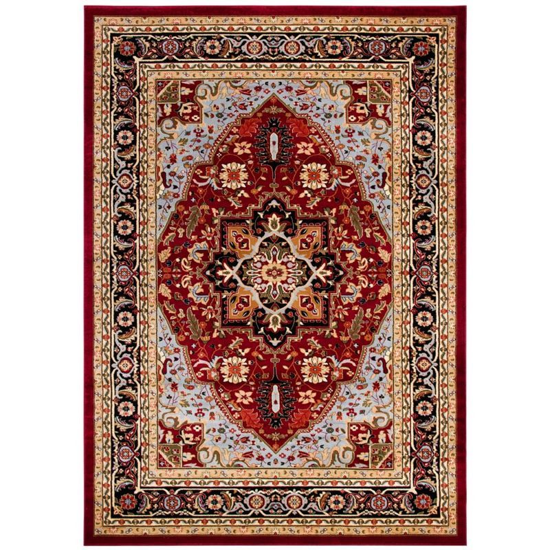 Red and Black Synthetic Persian Floral 8' x 10' Area Rug