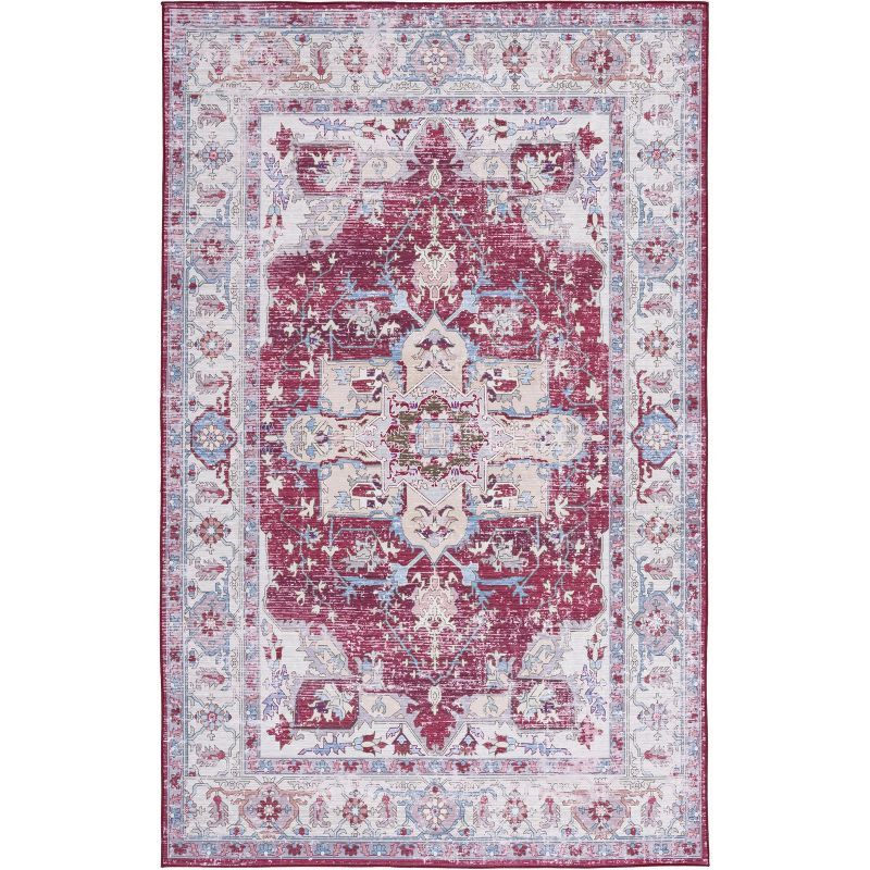 Tucson Elegance 5' x 8' Burgundy & Beige Easy-Care Area Rug