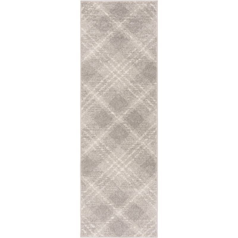 Gray Abstract Synthetic Easy Care Area Rug, 10' x 14'