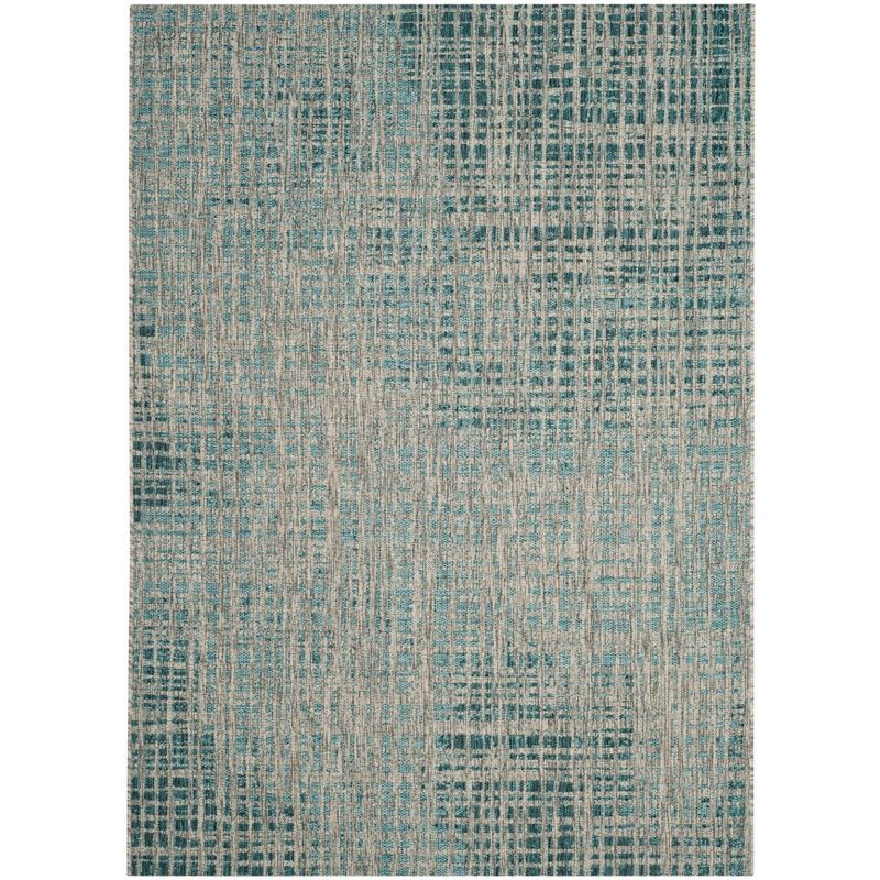 Gray and Blue Flat Woven Synthetic Indoor/Outdoor Rug