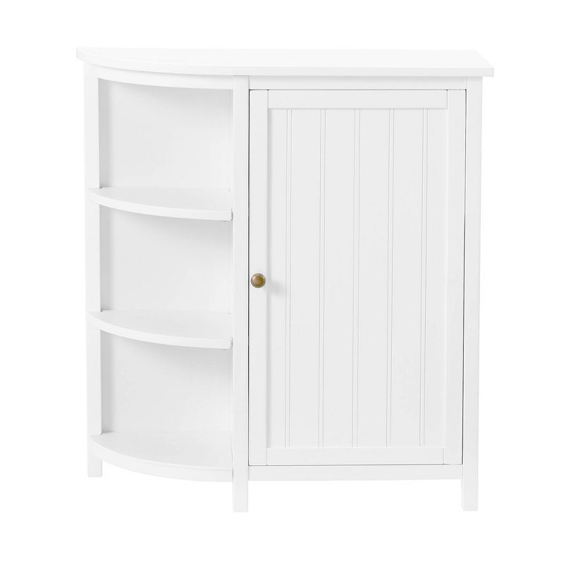 White Wood Bathroom Cabinet with Adjustable Shelving