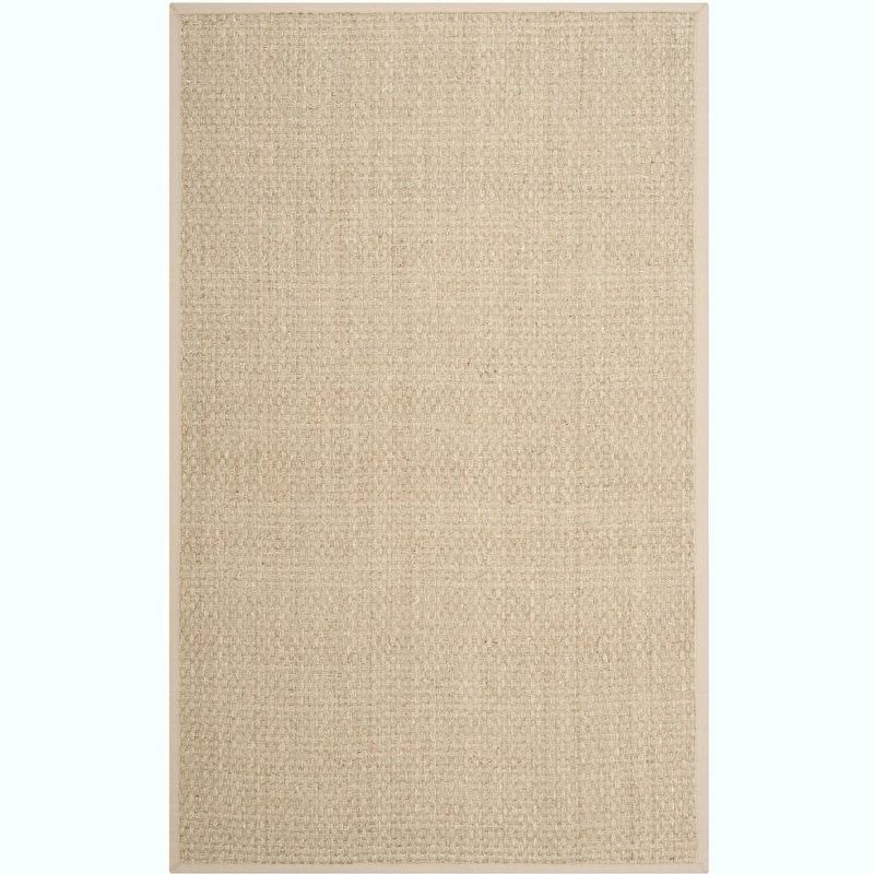 Hand-Knotted Coastal Charm Natural Beige Cotton Area Rug 5' x 8'