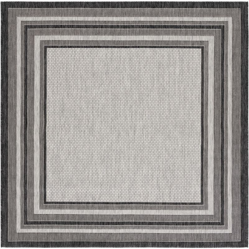 Reversible Light Grey/Black Synthetic Square Rug - Easy Care, Stain-Resistant