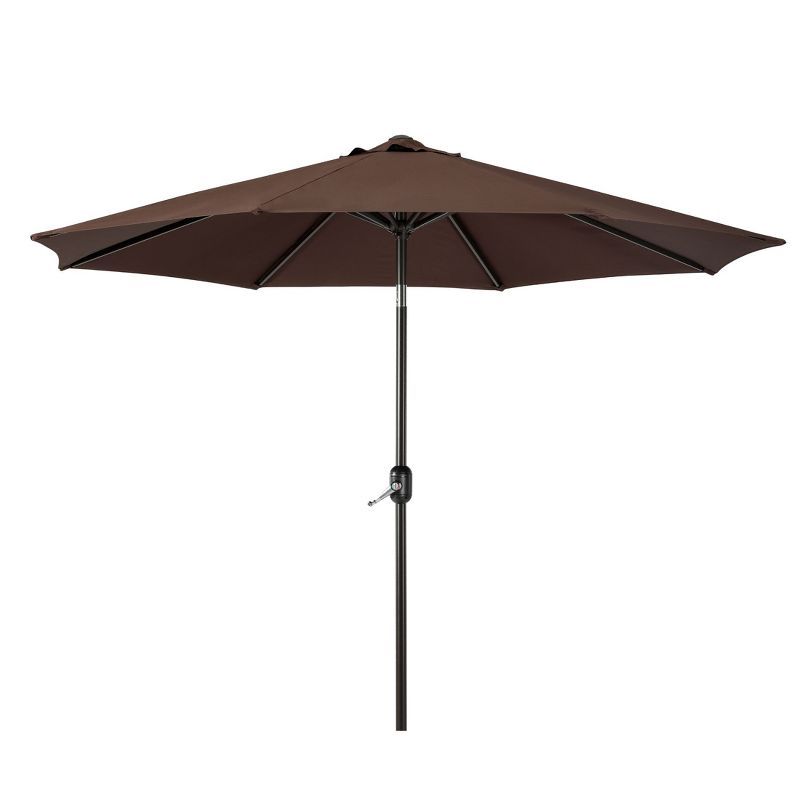 Coffee 9 Ft Steel Outdoor Patio Umbrella with Tilt & Crank