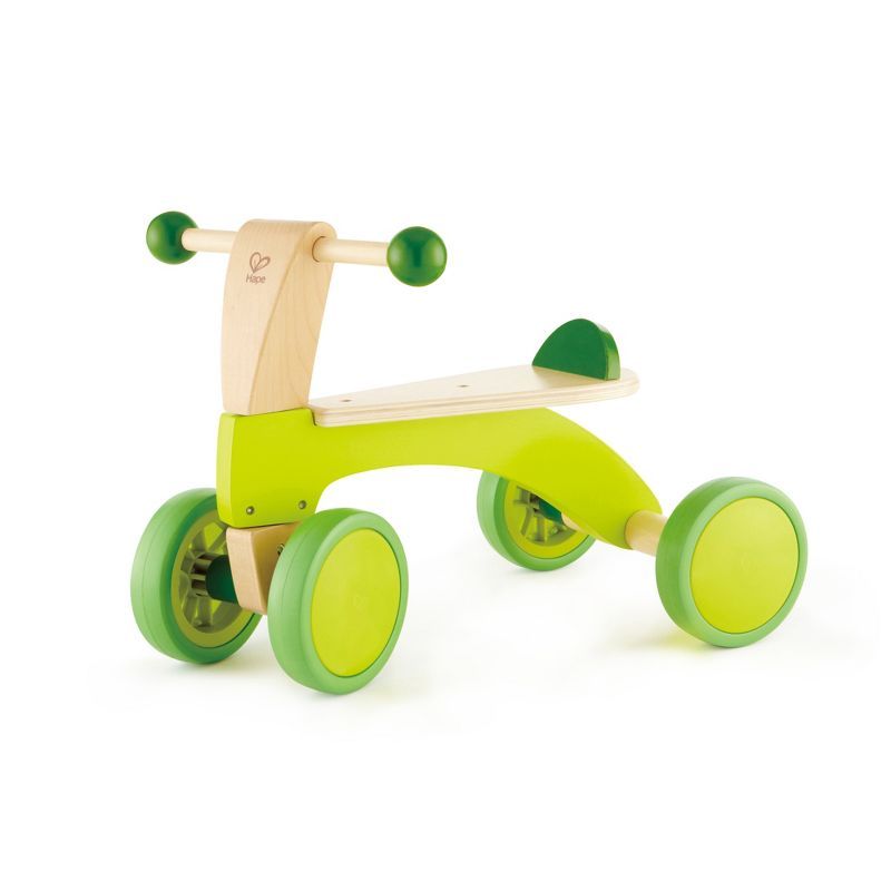 Bright Green Wooden Toddler Balance Bike with Rubber Wheels