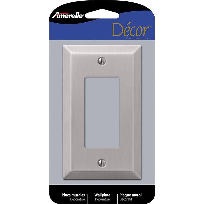 Amerelle Brushed Nickel 1-Gang Stamped Steel Wall Plate