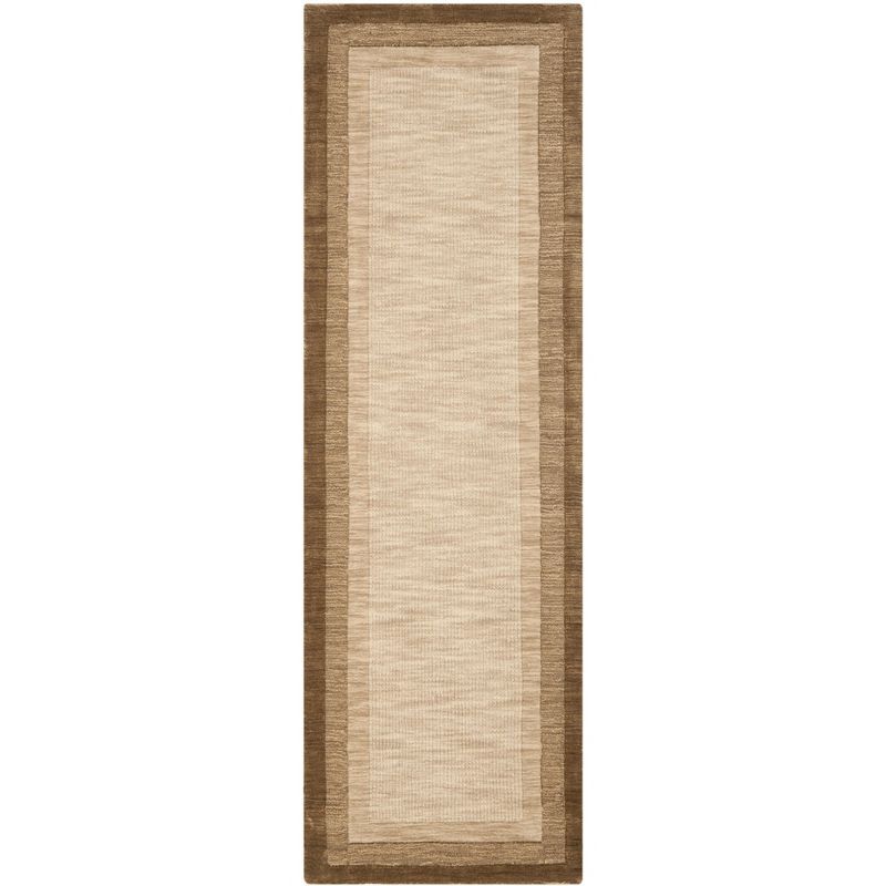 Hand-Tufted Beige & Brown Wool Runner Rug, 27"x7"