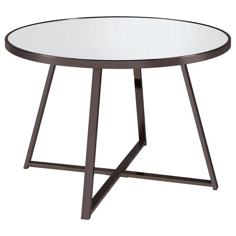 Jillian Round Black Nickel and Glass Dining Table