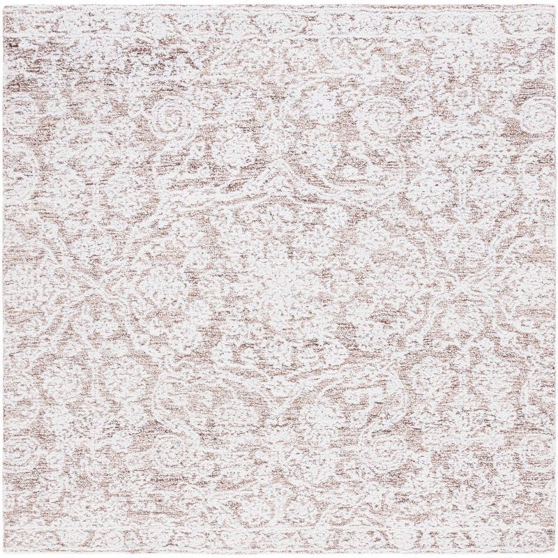 Ivory and Beige Hand-Tufted Wool Square Rug