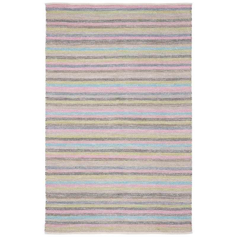 Gray and Multicolor Striped Wool Cotton Kilim Area Rug 5' x 8'