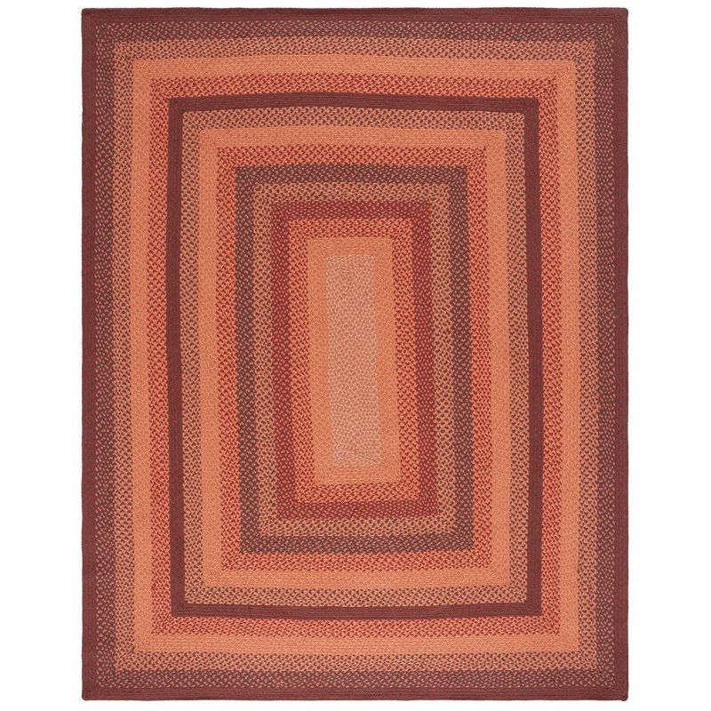 Handmade Braided Rectangular Orange/Rust Cotton Area Rug 8' x 10'