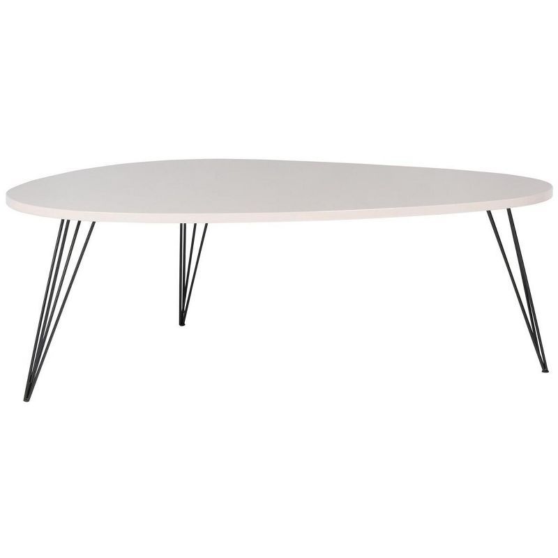 Wynton 44" Taupe and Black Wood Coffee Table with Iron Hairpin Legs
