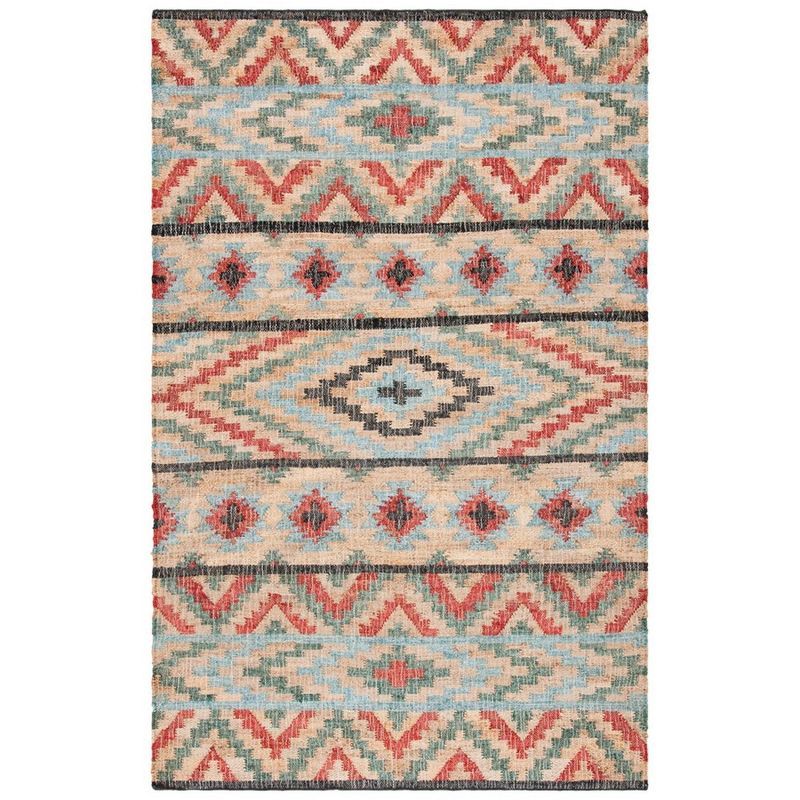 Natural Red Wool Handmade Flat Woven 6' x 9' Area Rug