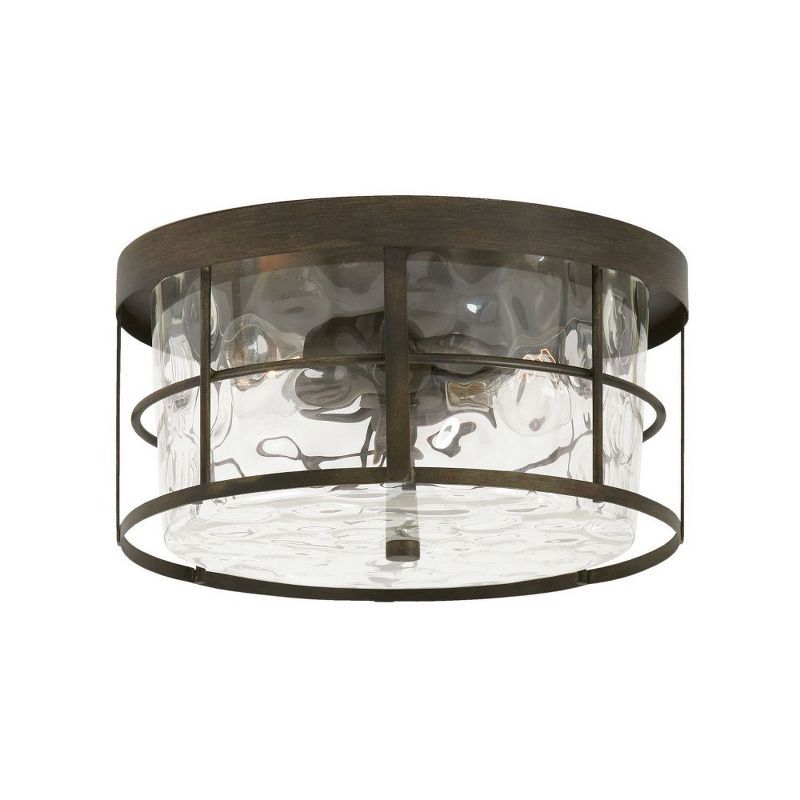 Farmhouse Clear Glass 2-Light Flush Mount Ceiling Fixture