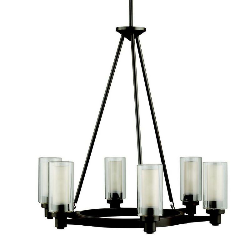 Mini Distressed Bronze 6-Light Modern Chandelier