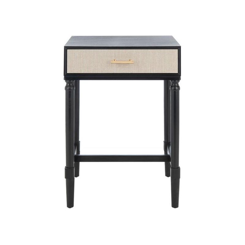 Estella Rustic Black Wood & Metal 1-Drawer Accent Table