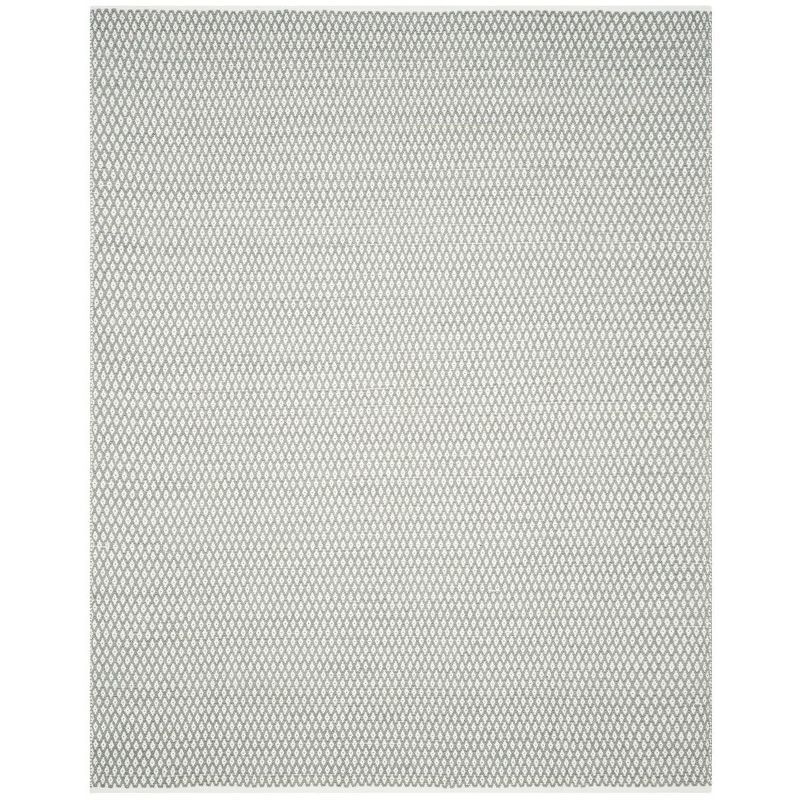 Gray Geometric Handwoven Cotton Wool Area Rug