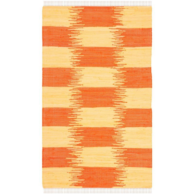 Coastal Charm Yellow & Orange Cotton Flat Woven Rug, 3' x 5'