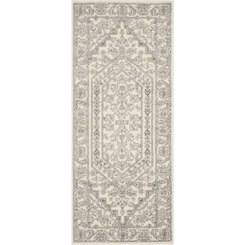 Ivory and Silver Synthetic Runner Rug, 2'1" x 8'