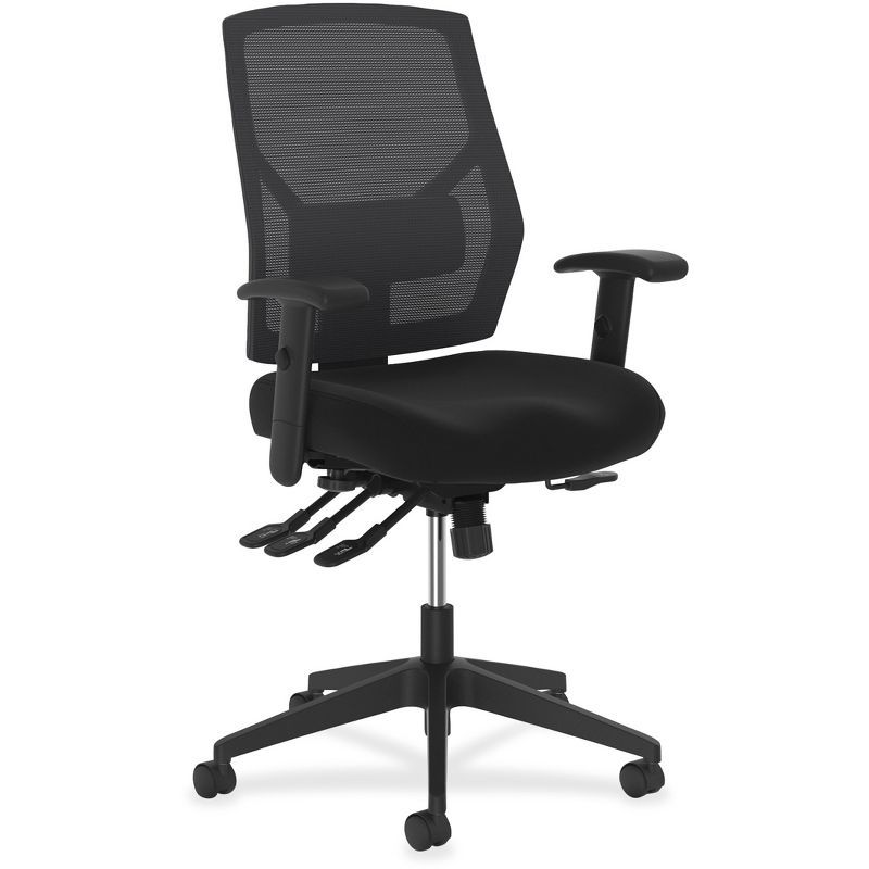 Black Mesh High-Back Adjustable Task Chair with Fabric Seat