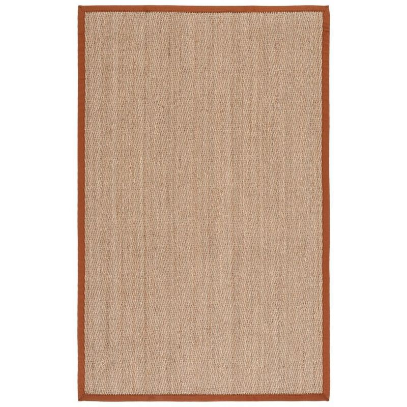 Coastal Charm Hand-Knotted Herringbone Natural & Brown Cotton Rug - 5' x 8'