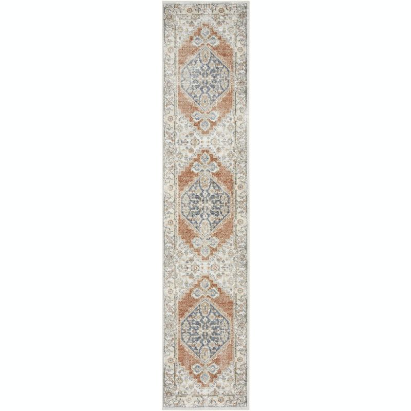 Grey Multicolor Synthetic Flat Woven Runner Rug 2'2" x 12'