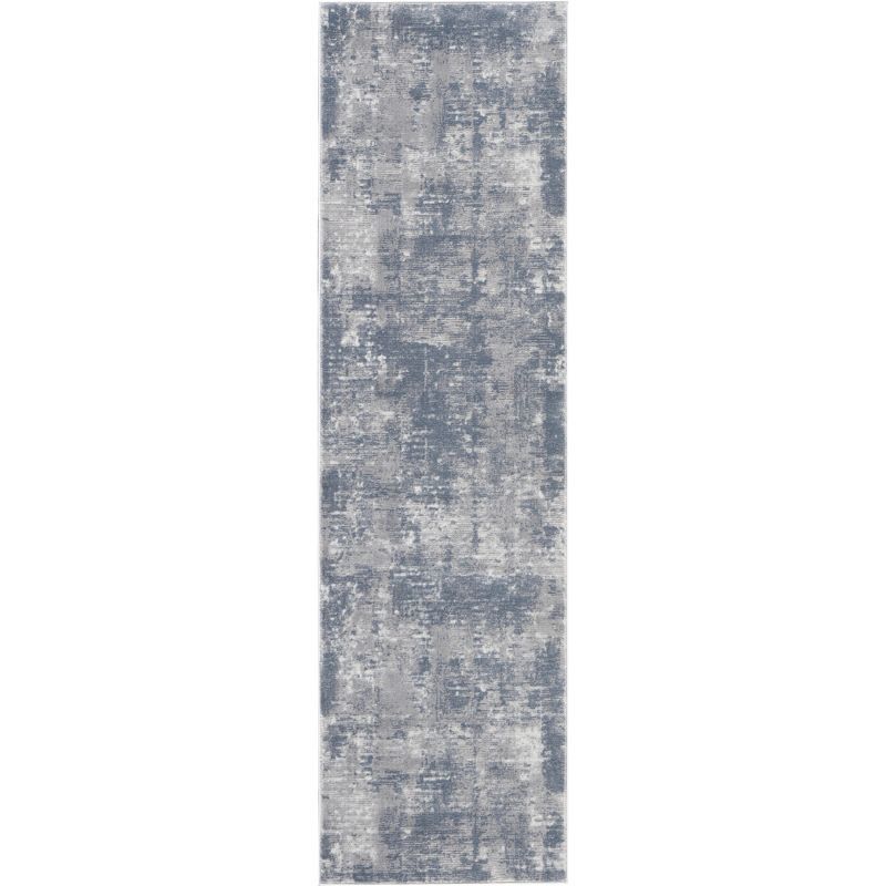 Abstract Urban Loft 2'2" x 7'6" Hand-Knotted Gray Synthetic Rug