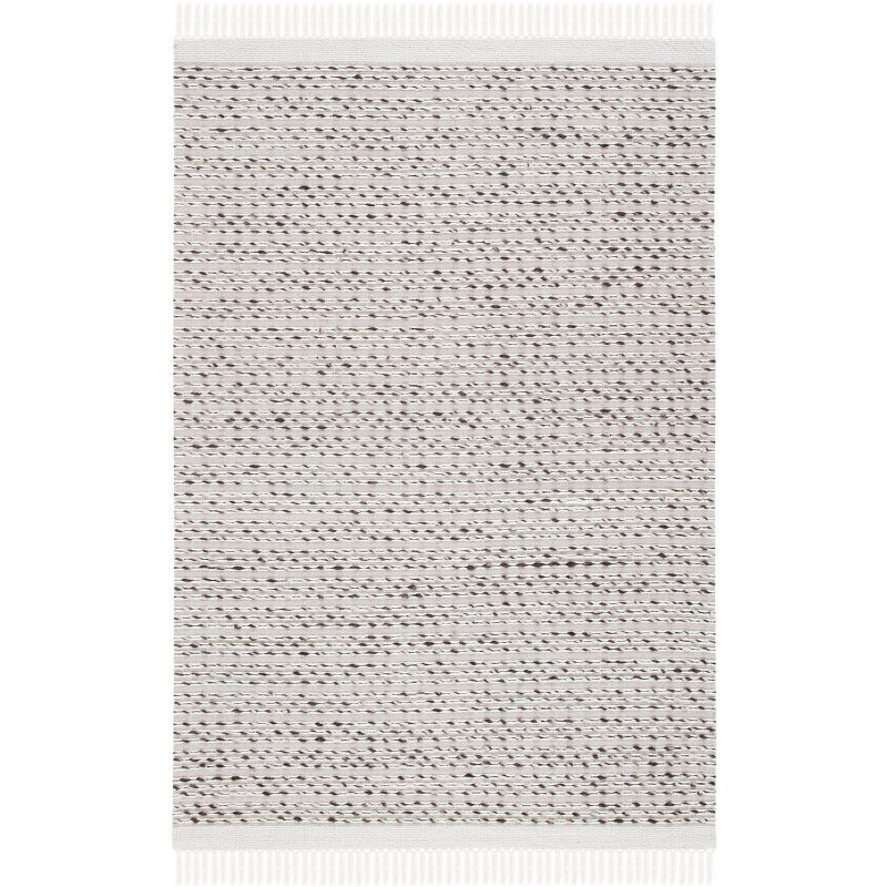 Ivory Hand-Knotted Wool Rectangular Area Rug, 4' x 6'