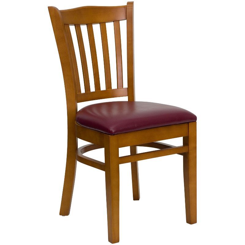 Red and Brown Wood Slat Back Side Chair