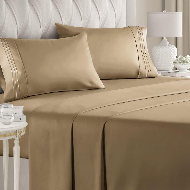 Beige Full Size Ultra Soft Microfiber 4 Piece Bed Sheet Set