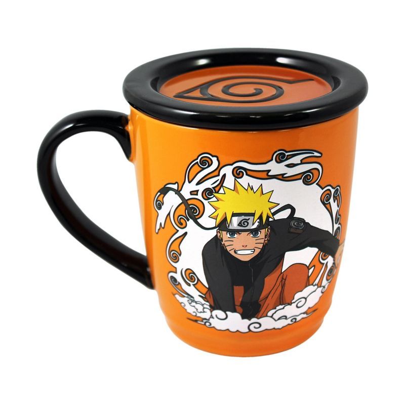 Naruto Uzumaki Orange Ceramic Mug with Lid, 16oz