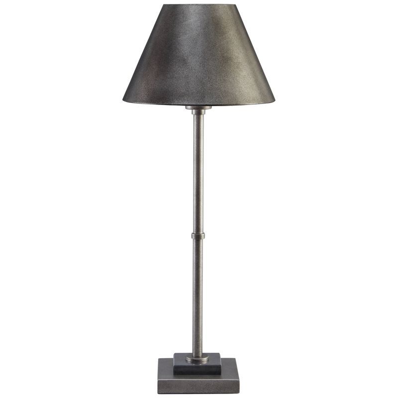 26.38" Pewter and Black Metal Table Lamp with Marble Base