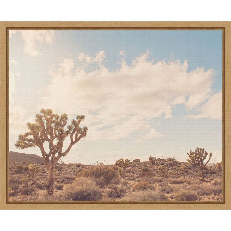 Sunshine and Joshua Trees Light Brown Framed Canvas Print