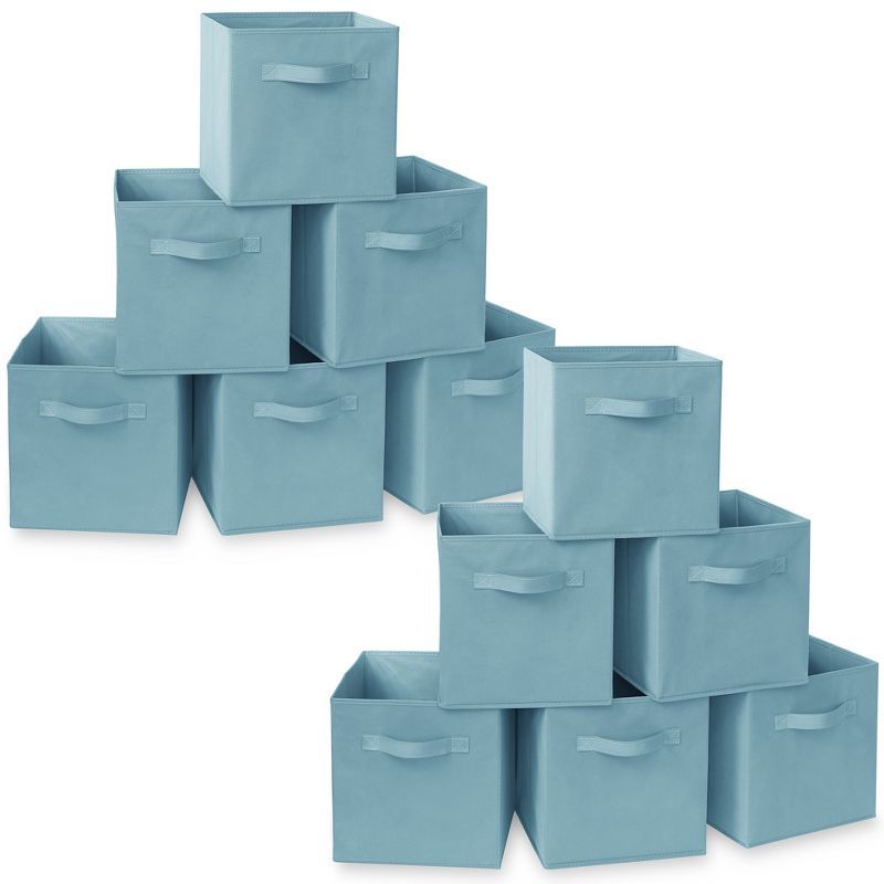 Baby Blue Collapsible Fabric Storage Cube Bins, Set of 12